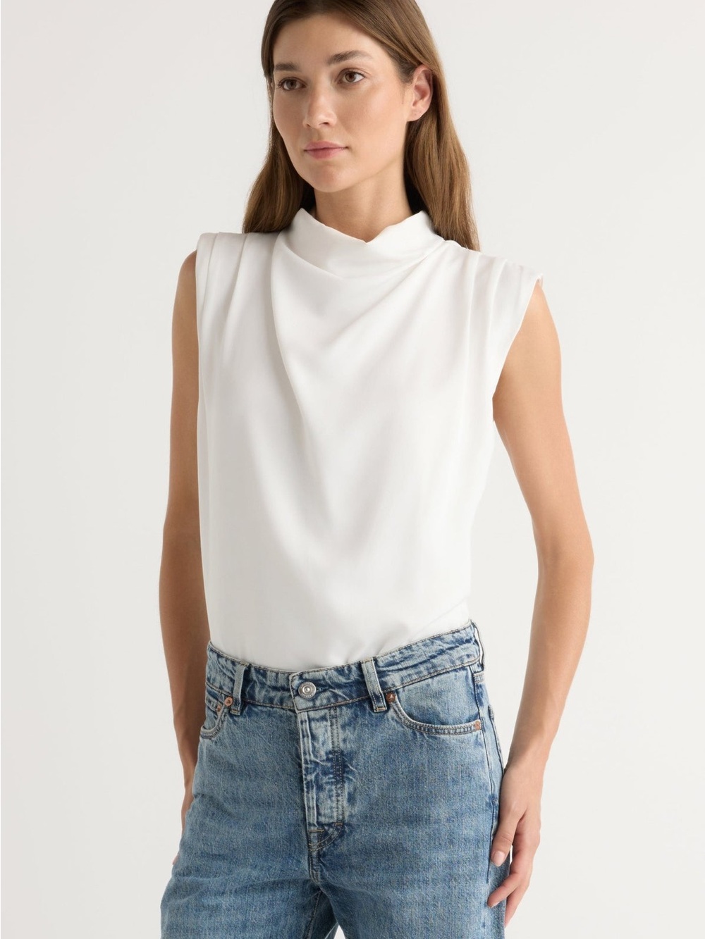 Modern Citizen Allegra Gathered-Neck Sleeveless Blouse